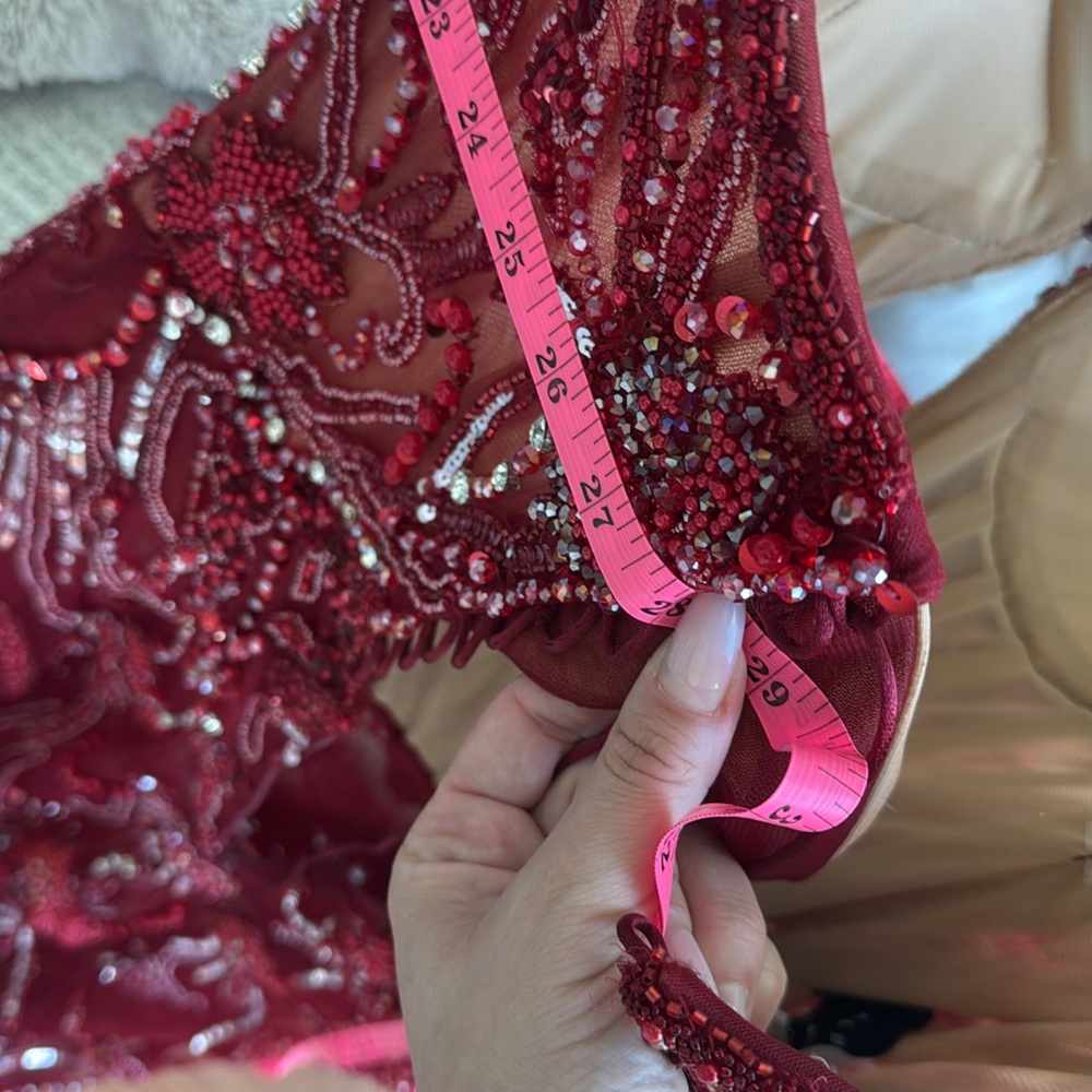 Red COSTUM MADE wedding guest gown - Picture 6 of 13